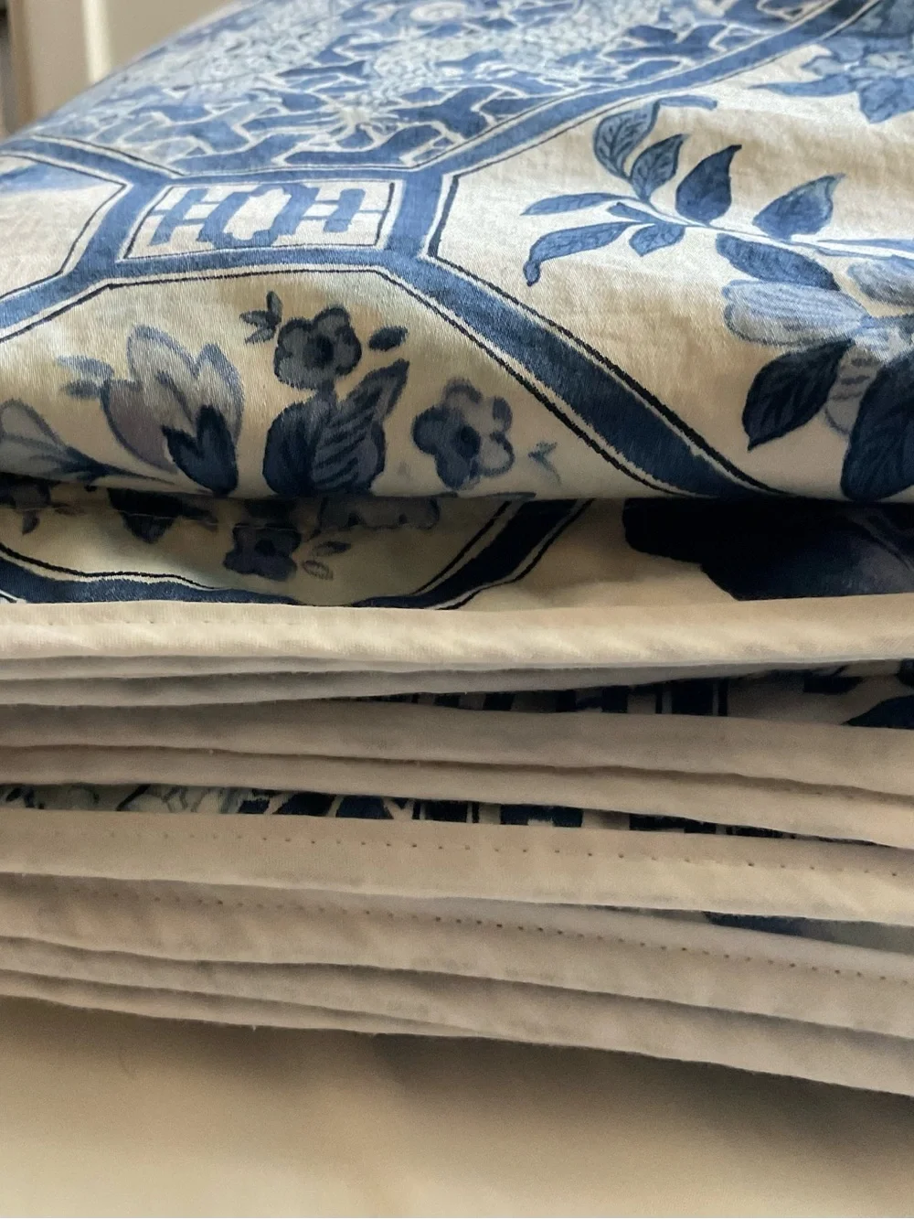 VTG Ralph Lauren Palm Harbor Octagonal Blue QUEEN Duvet Cover-Cotton Sateen-USA